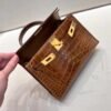 Mini Kelly 19CM Alligator Leather GRIS CAILLOU Gold Hardware