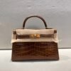 Mini Kelly 19CM Alligator Leather GRIS CAILLOU Gold Hardware