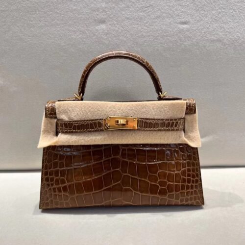 wsxc1760712424599_0 Mini Kelly 19CM Alligator Leather GRIS CAILLOU Gold Hardware