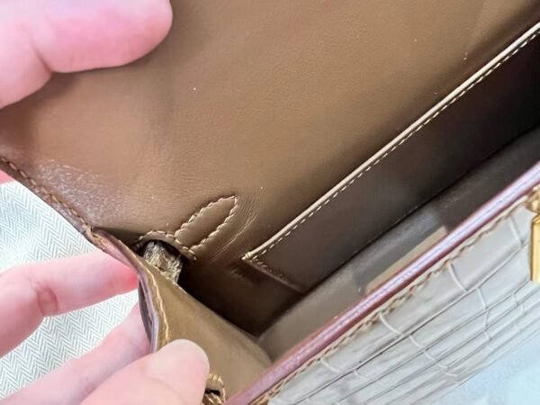 Mini Kelly 19CM Alligator Leather GRIS CAILLOU Gold Hardware