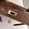 Mini Kelly 19CM Alligator Leather GRIS CAILLOU Gold Hardware