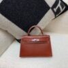 Mini Kelly 19CM 36 Brique Box Leather Top Handmade Silver Hardware