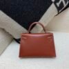 Mini Kelly 19CM 36 Brique Box Leather Top Handmade Silver Hardware