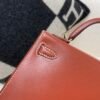Mini Kelly 19CM 36 Brique Box Leather Top Handmade Silver Hardware