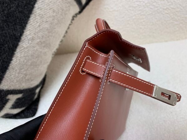 Mini Kelly 19CM 36 Brique Box Leather Top Handmade Silver Hardware