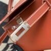 Mini Kelly 19CM 36 Brique Box Leather Top Handmade Silver Hardware