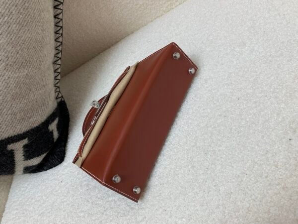 Mini Kelly 19CM 36 Brique Box Leather Top Handmade Silver Hardware