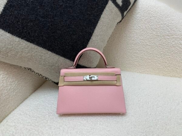 wsxc1761399833998_0-1 Mini Kelly 19CM 3Q Rose Saiura Chevre Leather Silver Hardware