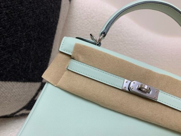 wsxc1762256875693_2 Kelly 25CM 6W Menthe Swift Leather Top Handmade Silver Hardware