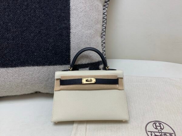 H bags Mini Kelly 19CM 10 Craie matching 89 Nior Epsom Leather
