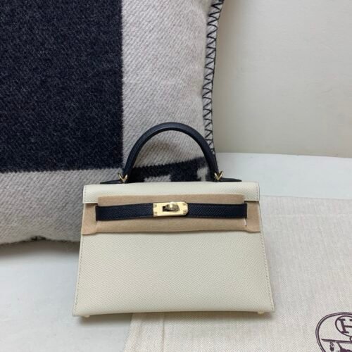 H bags Mini Kelly 19CM 10 Craie matching 89 Nior Epsom Leather