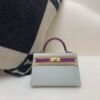 Mini Kelly 19CM 80 Gris Perle P9 Anemone Champagne Gold Buckle