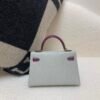 Mini Kelly 19CM 80 Gris Perle P9 Anemone Champagne Gold Buckle