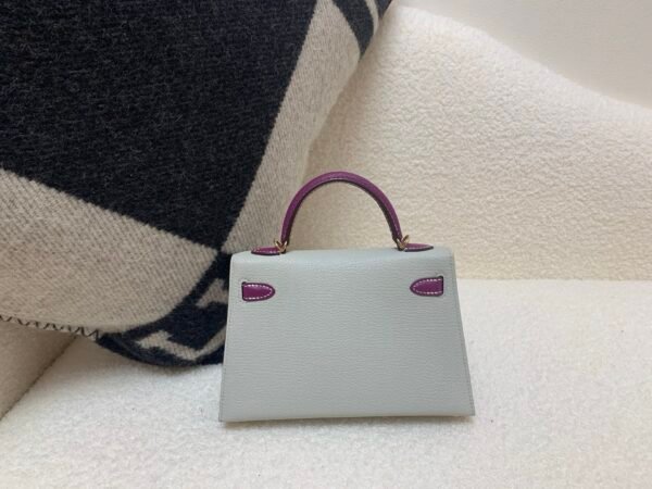 Mini Kelly 19CM 80 Gris Perle P9 Anemone Champagne Gold Buckle