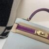 Mini Kelly 19CM 80 Gris Perle P9 Anemone Champagne Gold Buckle