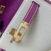 Mini Kelly 19CM 80 Gris Perle P9 Anemone Champagne Gold Buckle