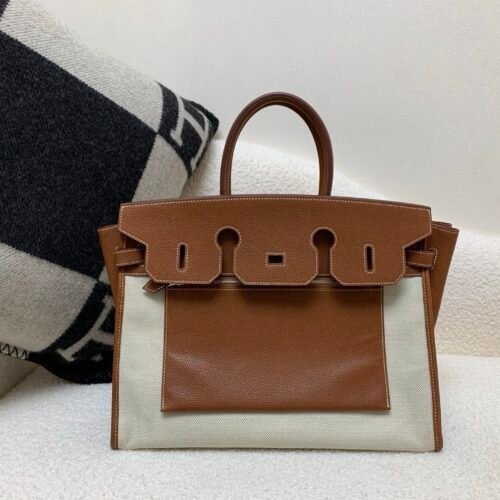 wsxc1764332260276_0 Top Handmade Birkin 35CM Canvas Barenia faubourg Silver Hardware CK37