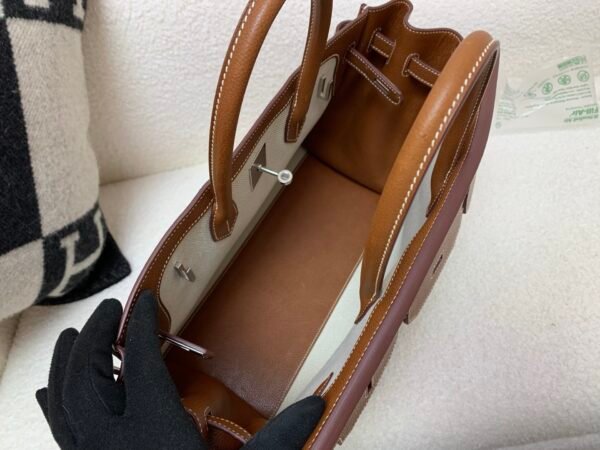 Top Handmade Birkin 35CM Canvas Barenia faubourg Silver Hardware CK37