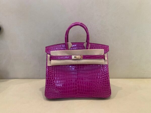 Birkin 25cm Porosus 5J Fushsia Gold Hardware Full Handmade