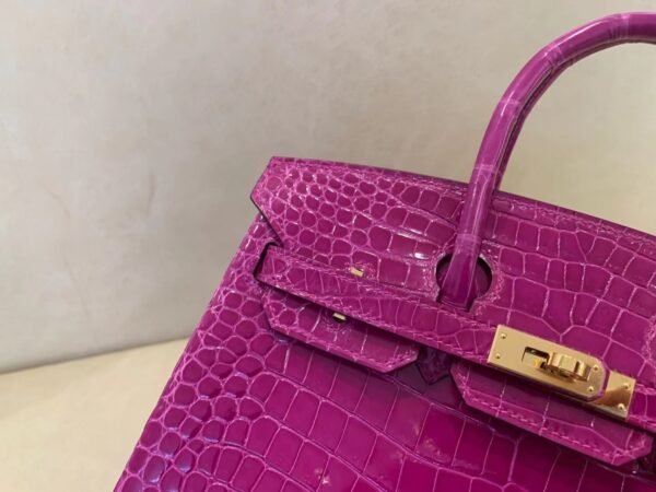 Birkin 25cm Porosus 5J Fushsia Gold Hardware Full Handmade