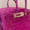 Birkin 25cm Porosus 5J Fushsia Gold Hardware Full Handmade