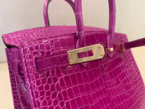 Birkin 25cm Porosus 5J Fushsia Gold Hardware Full Handmade