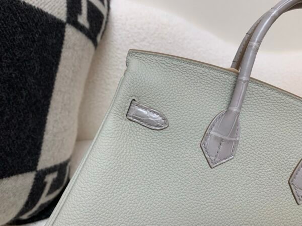 Birkin Touch 25CM 80 Gris Perle Alligator/ Swift Leather Silver Hardware