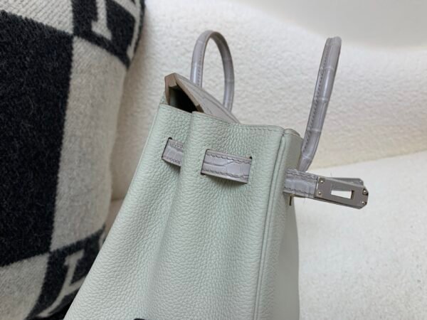 Birkin Touch 25CM 80 Gris Perle Alligator/ Swift Leather Silver Hardware