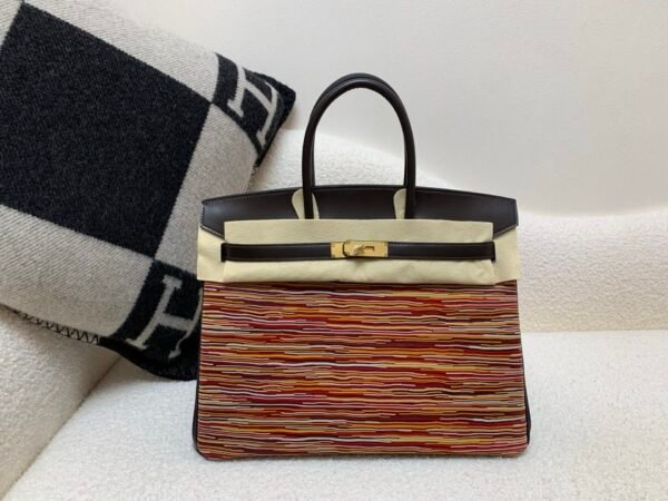 Vibrato Birkin 35cm Sheep cut skin Box Leather 46 Ebene Gold Hardware Full Handmade