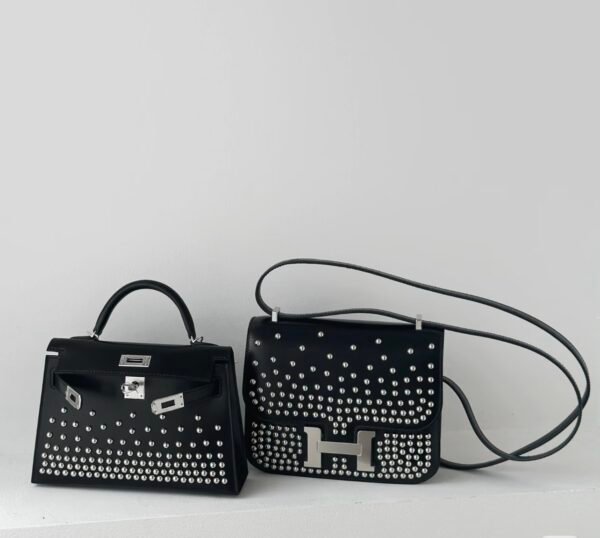 wsxc1765829817045_0-1 Top Handmade Mini Kelly 19CM Rivets black and silver buckles