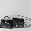 wsxc1765829817045_0 Top Handmade Mini Kelly 19CM Rivets black and silver buckles