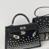 wsxc1765829817046_1 Top Handmade Mini Kelly 19CM Rivets black and silver buckles