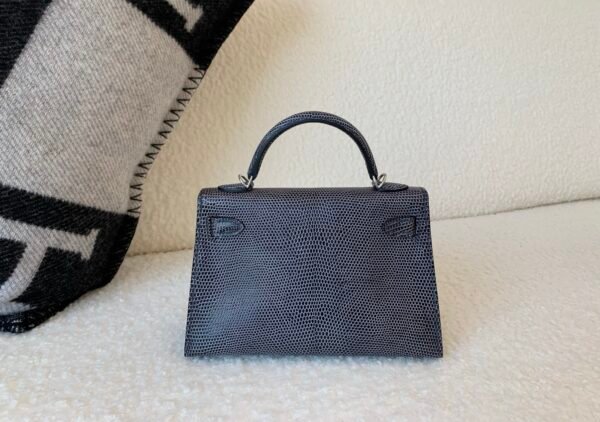 USA Shipping Mini Kelly 19CM 8F Etain Lizard Leather Silver Hardware