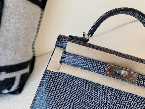 USA Shipping Mini Kelly 19CM 8F Etain Lizard Leather Silver Hardware