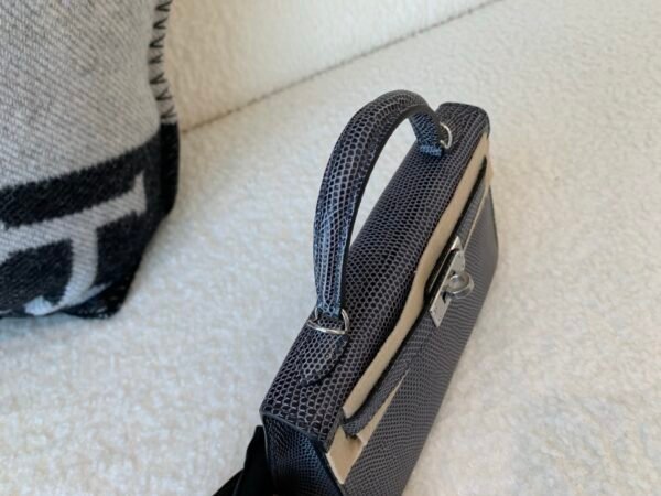 USA Shipping Mini Kelly 19CM 8F Etain Lizard Leather Silver Hardware