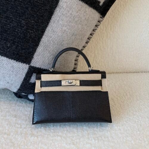 H bags Mini Kelly 19CM 89 Nior Lizard Leather Top Handmade SHW