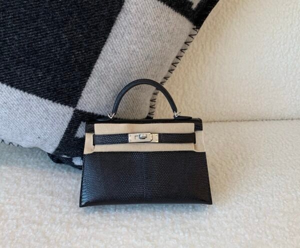 H bags Mini Kelly 19CM 89 Nior Lizard Leather Top Handmade SHW