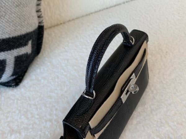 H bags Mini Kelly 19CM 89 Nior Lizard Leather Top Handmade SHW