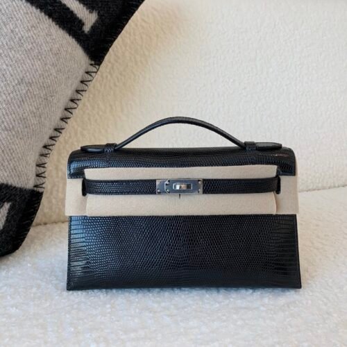 France Sale Kelly Pochette 22CM 89 Nior Lizard Leather Silver Hardware
