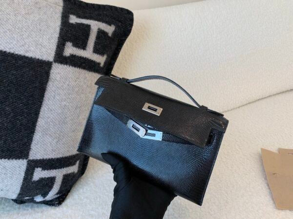 France Sale Kelly Pochette 22CM 89 Nior Lizard Leather Silver Hardware