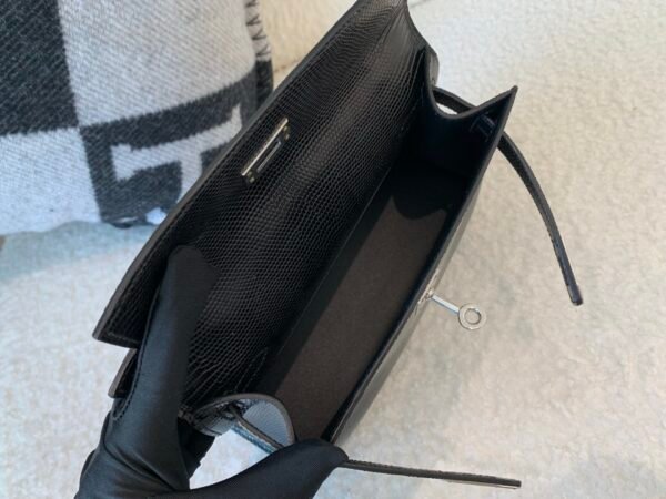 France Sale Kelly Pochette 22CM 89 Nior Lizard Leather Silver Hardware