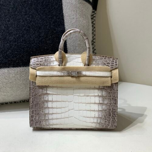 Full Handmade Birkin 20CM 01 Himalayan Alligator Leather Silver Hardware