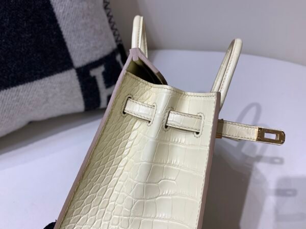 Top Handmade Birkin 20CM Y1 Vanille Alligator Gold Hardware