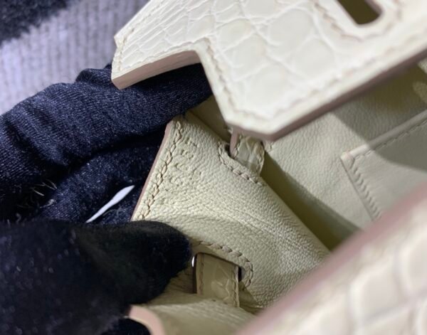Top Handmade Birkin 20CM Y1 Vanille Alligator Gold Hardware
