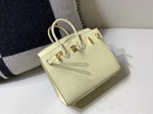 Top Handmade Birkin 20CM Y1 Vanille Alligator Gold Hardware