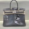 Birkin 35CM 81 Gris Tourterelle Shinny Porosus Leather Silver Hardware Top Quality