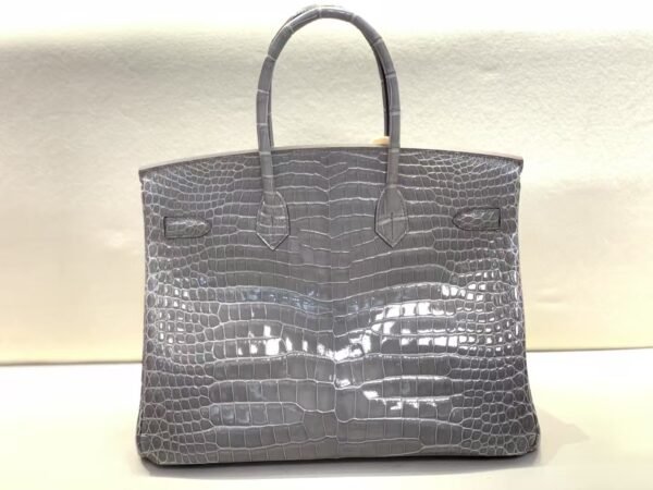 Birkin 35CM 81 Gris Tourterelle Shinny Porosus Leather Silver Hardware Top Quality