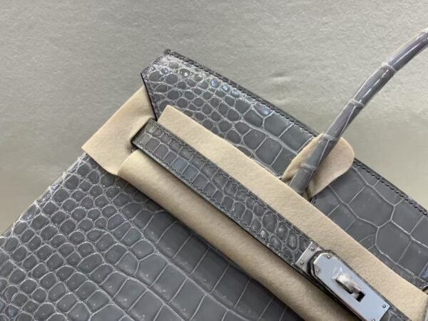 Birkin 35CM 81 Gris Tourterelle Shinny Porosus Leather Silver Hardware Top Quality