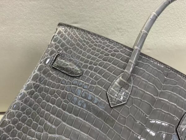 Birkin 35CM 81 Gris Tourterelle Shinny Porosus Leather Silver Hardware Top Quality