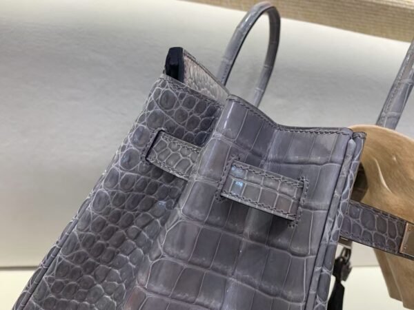 Birkin 35CM 81 Gris Tourterelle Shinny Porosus Leather Silver Hardware Top Quality